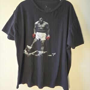 Muhammad Ali 1965 Knockout Victory Sonny Liston Black Short Sleeve T Shirt Sz XL
